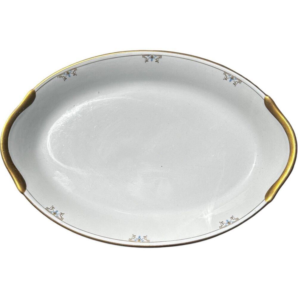Warwick Large Oval Serving Platter White Gold Rim 17”X 12” Discontinued WAR152